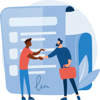 employer and employee shaking hands