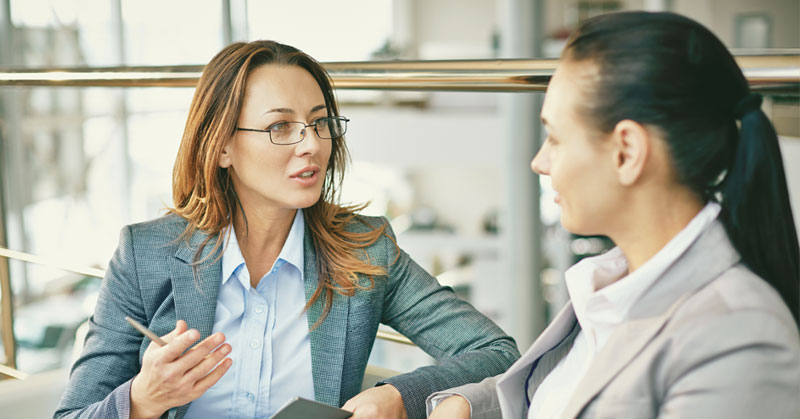 hiring manager talking to job seeker