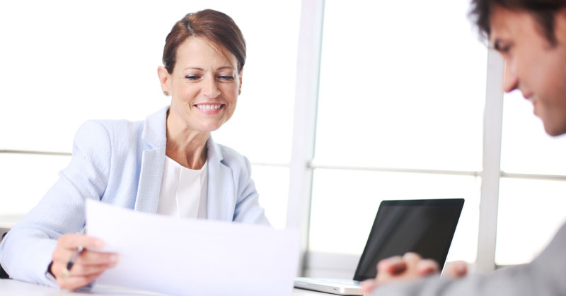 Hiring manager interviewing a job applicant