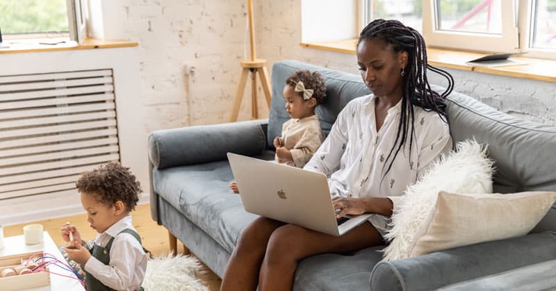 mom working from home