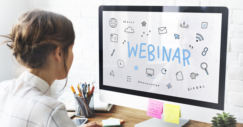 woman watching hr webinar